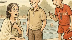 Vicc: Képzeld, drágám, majdnem belefulladtam a medencébe!