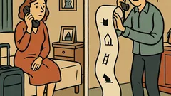 Vicc: Külföldről hívja a férjét a nő