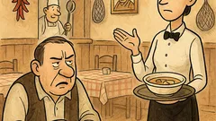 Vicc: Pincér, ebben a húslevesben nincs hús!