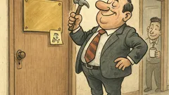 Vicc: Főnök táblát szögel az ajtajára